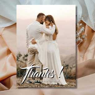 Modern Classic Wedding Thanks Photo Dusty Rose Thank You Card