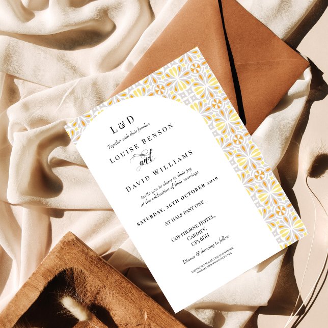 Modern Classic Yellow & Grey Wedding Invitation (Creator Uploaded)
