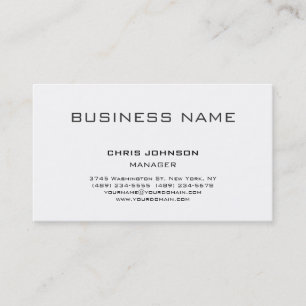 Modern Classical White Manager Business Card