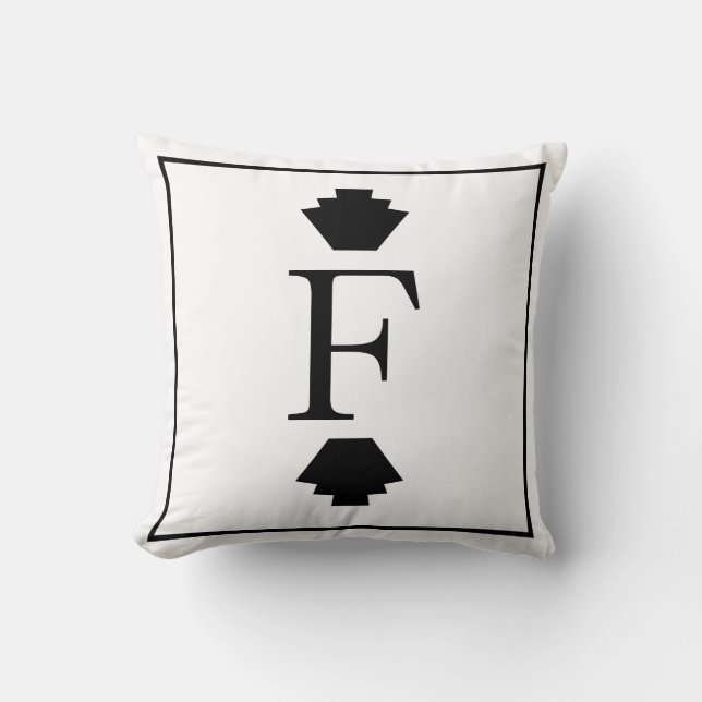Modern Classy Art Deco Finials | Monogram Throw Pillow (Front)