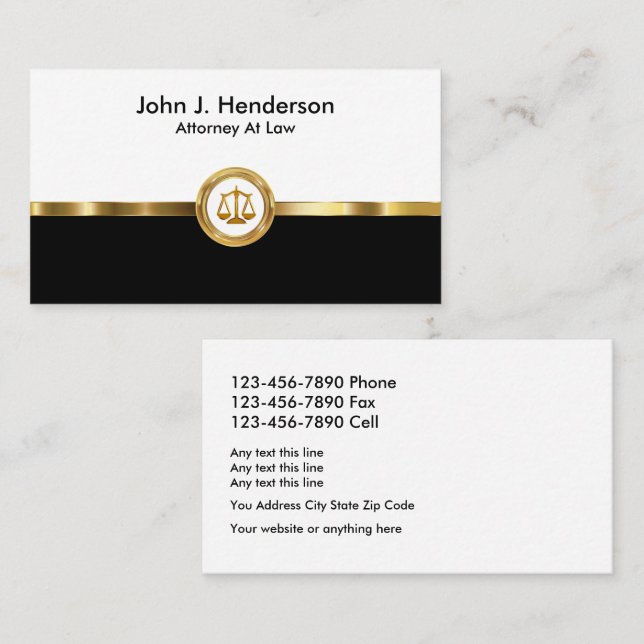 Modern Classy Attorney Business Card (Front/Back)