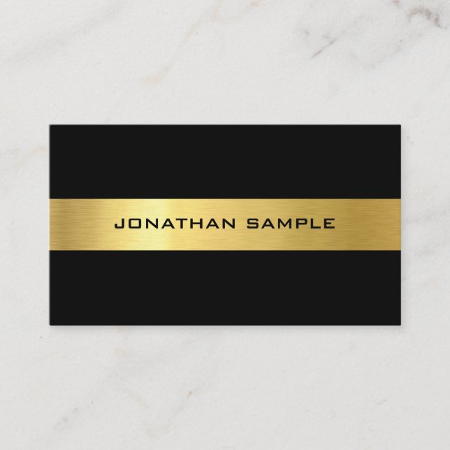 Modern Classy Black And Gold Trendy Luxe Template Business Card (Front)