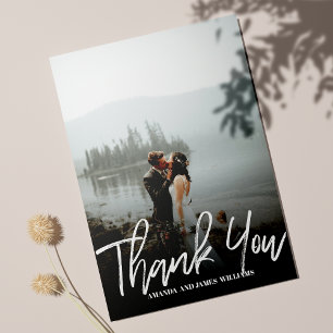 Modern classy Brushed Photo WEDDING THANK YOU Card
