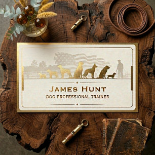 Modern Classy Dog Trainer Puppy Gold Business Card