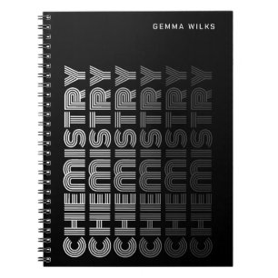 Modern Classy Editable Subject Chemistry Black Notebook