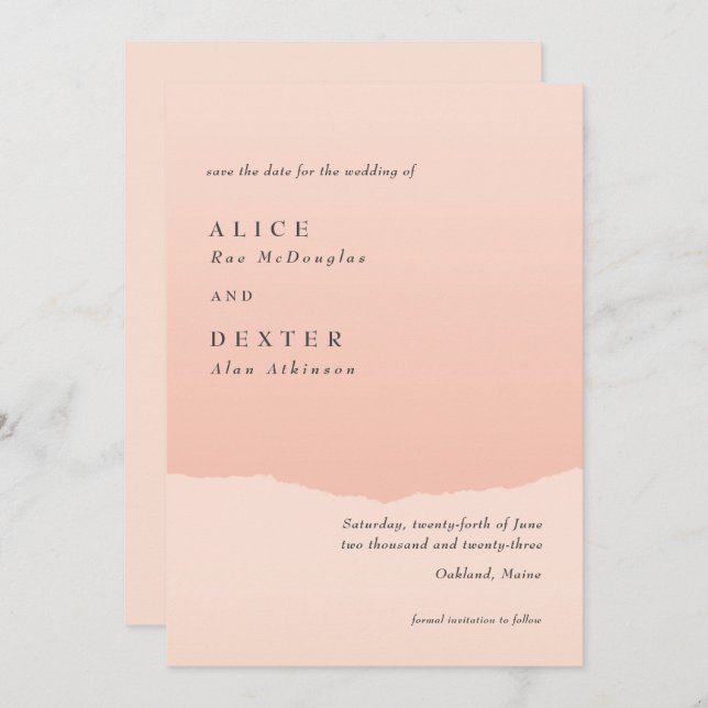 Modern Classy Elegant Blush Save the Date Invitation (Front/Back)
