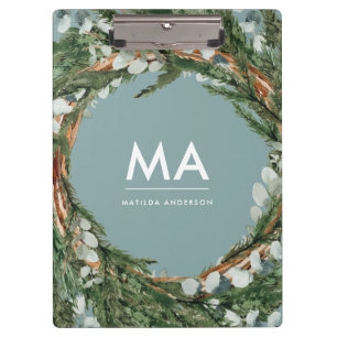 Modern classy elegant eucalyptus botanical wreath clipboard
