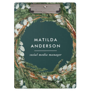 Modern classy elegant eucalyptus botanical wreath clipboard