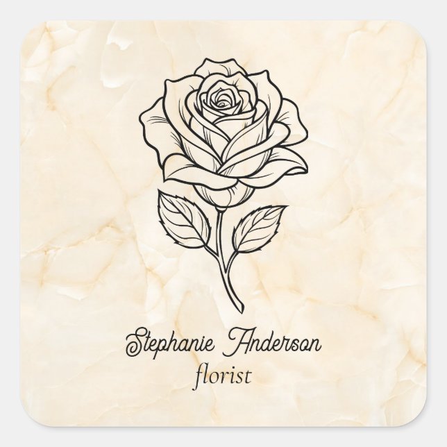 Modern Classy Floral Pattern Florist Square Sticker (Front)