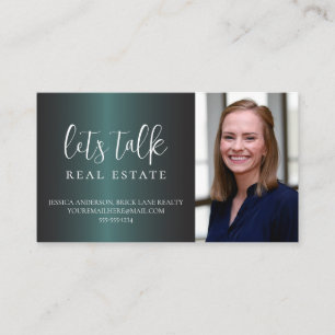 Modern Classy Green Metallic Foil Real Estate Business Card