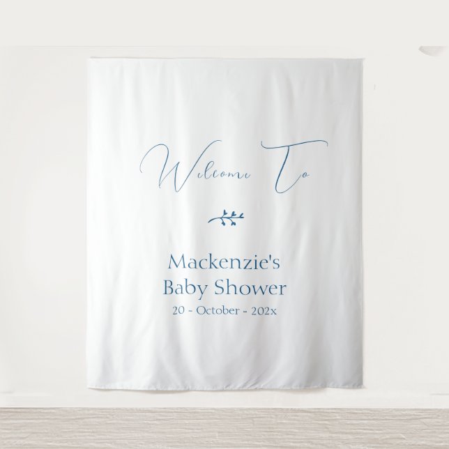 Modern Classy Minimalist Baby Shower Backdrop Tapestry (Front)