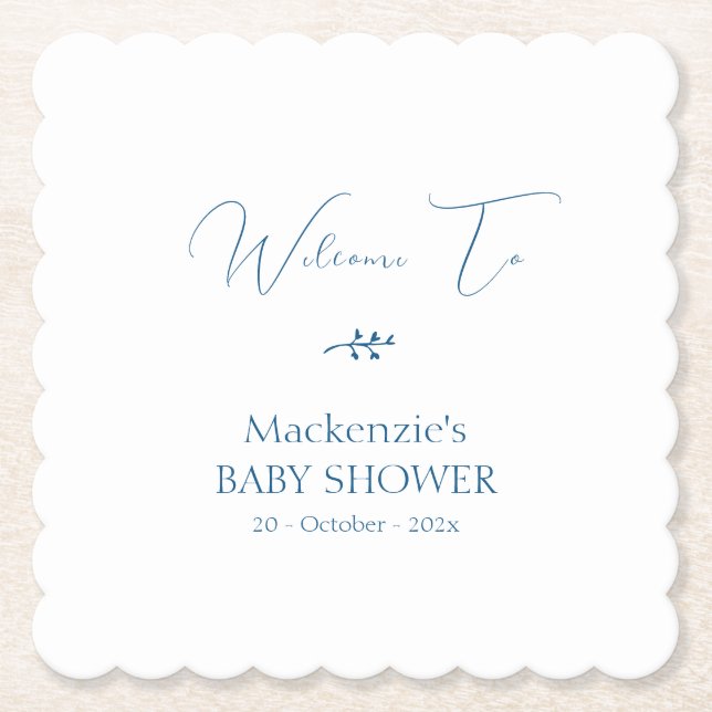Modern Classy Minimalist Baby Shower Paper Coaster (Front)