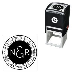  Modern Classy Monogram Family Name Return Address Self-inking Stamp