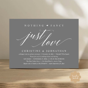 Modern Classy Nothing Fancy, Just Love, Reception Invitation