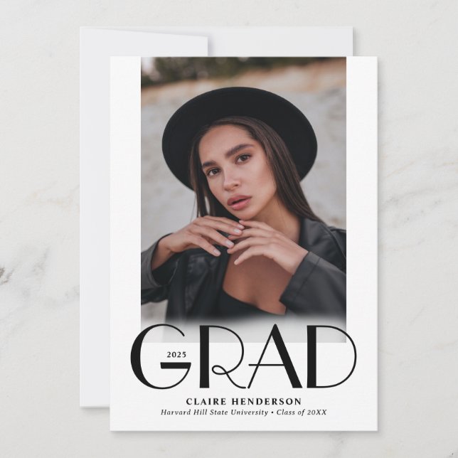 Modern Classy Overlay Photo Collage Graduation Announcement (Front)