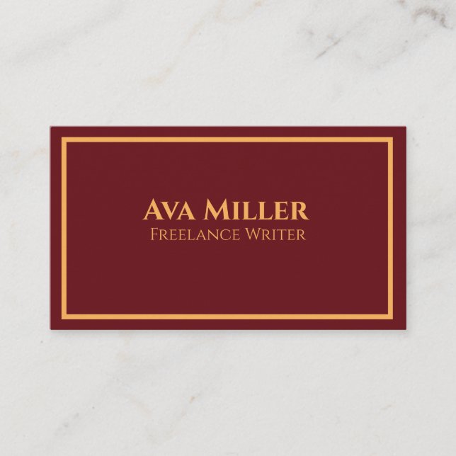 Modern Classy Red Golden Minimalist QR Code  Business Card (Front)
