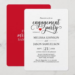Modern Classy Red Heart Engagement Party Invitation