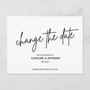 modern classy script change the date postcard