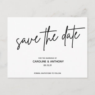 modern classy script save the date postcard