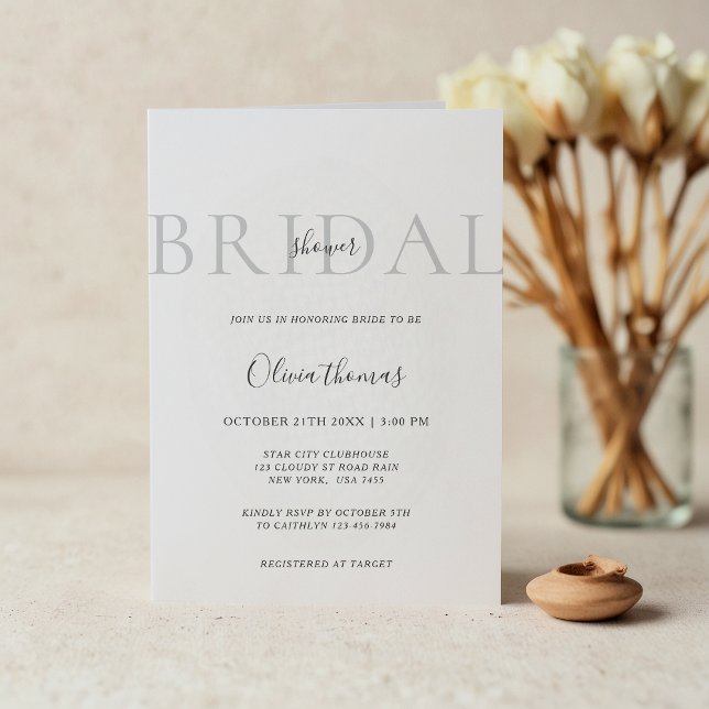 Modern Classy Silver Grey Photo Bridal Shower Invitation (Creator Uploaded)