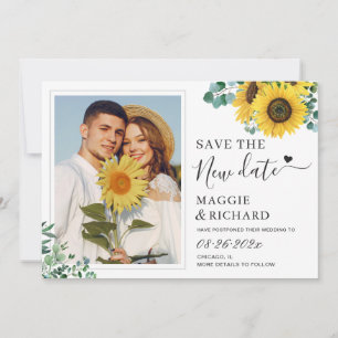 Modern Classy Sunflowers Photo Save the New Date Save The Date