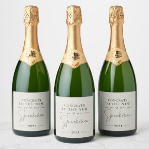 Modern classy typography Mr and Mrs wedding Champa Sparkling Wine Label