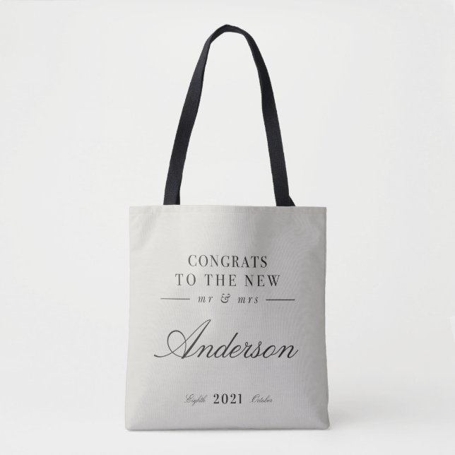 Modern classy typography Mr and Mrs wedding  Tote Bag (Front)