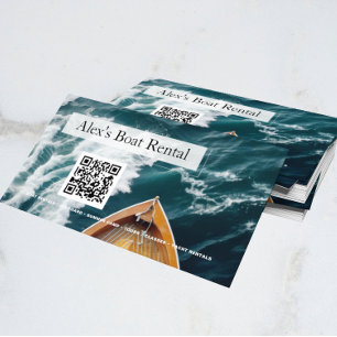Modern Classy Unique Boat Rental QR Code Business Card