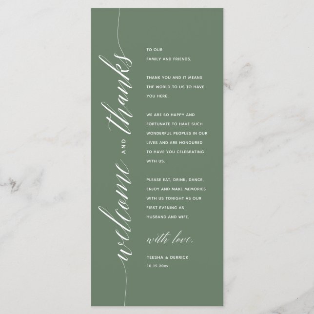 Modern Classy Wedding Dinner Thank You Card (Front)
