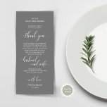 Modern Classy Wedding Place Setting Thank You Card<br><div class="desc">This is the Modern classy dark grey themed, Dinner Place Setting Thank You Cards. Share the love and show your appreciation to your guests, when they sit down at their seat and read this personalised charming thank you place setting card. It's a wonderful way to kick off your special day...</div>