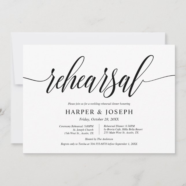 Modern Classy, Wedding Rehearsal and Dinner Invitation (Front)