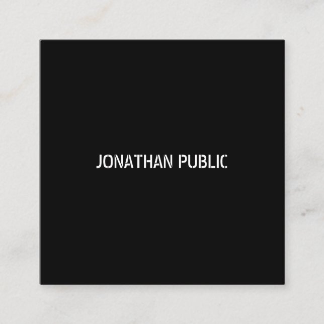 Modern Clean Design Elegant Black White Template Square Business Card (Front)