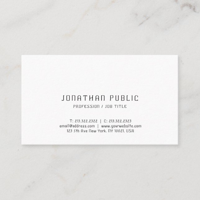 Modern Clean Elegant Chic Template Professional Business Card (Front)
