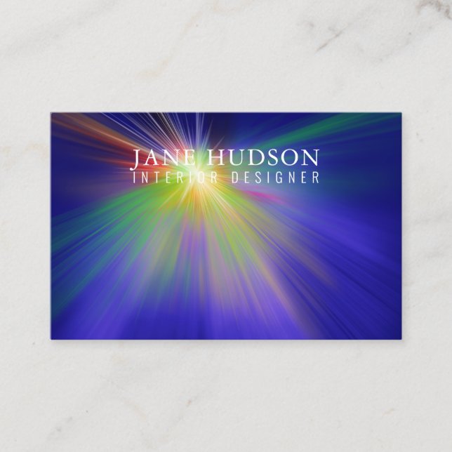 Modern Clean Elegant Design Colourful Light on Blu Business Card (Front)