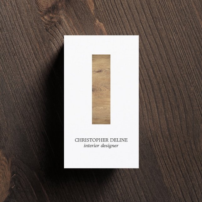 Modern Clean Elegant Wood Stripe Interior Designer Business Card (Creator Uploaded)