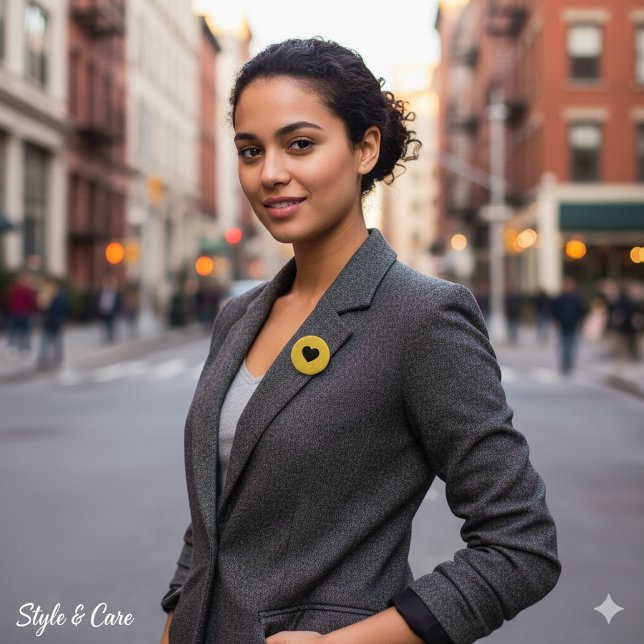 Modern Clean Heart Accent Style For Daily Wear 1 Inch Round Button (Modern Clean Heart Accent Style For Daily Wear Button)