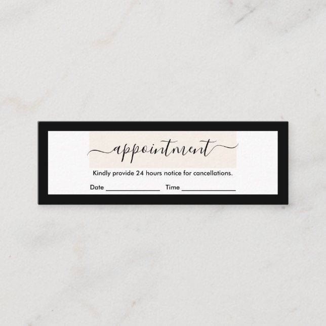 Modern Clean Layout Chic Calligraphy Appointment Mini Business Card (Front)