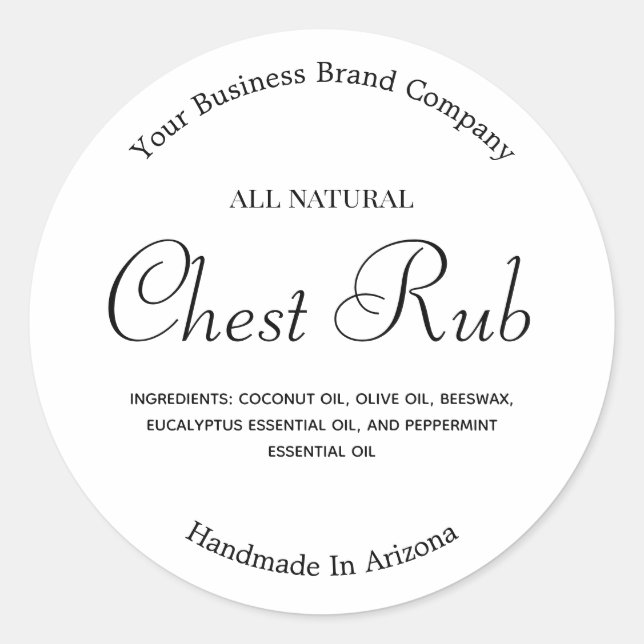 Modern Clean Minimalist Eucalyptus Balm Ointment Classic Round Sticker (Front)