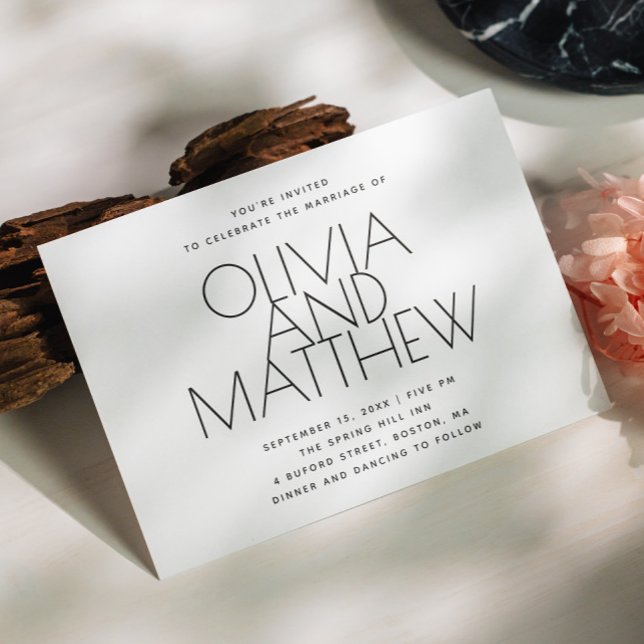 Modern clean minimalist wedding + QR code details Invitation (Creator Uploaded)