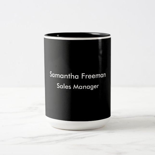 Modern Clean Plain Black & White Minimalist Two-Tone Coffee Mug (Center)