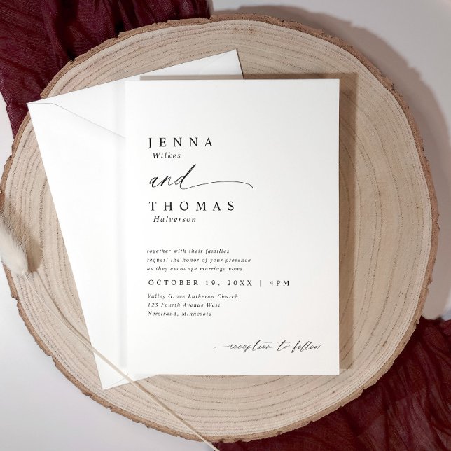 Modern clean simple handwriting wedding invitation (Modern simple and elegant wedding invitations with minimalist typography and fancy handwritten and)
