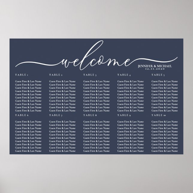 Modern Clean Simple navy seating table Poster (Front)