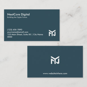 Modern Clean Teal Minimalist Digital Tech Look Business Card