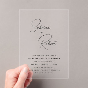 Modern Clean Wedding Acrylic Invitations