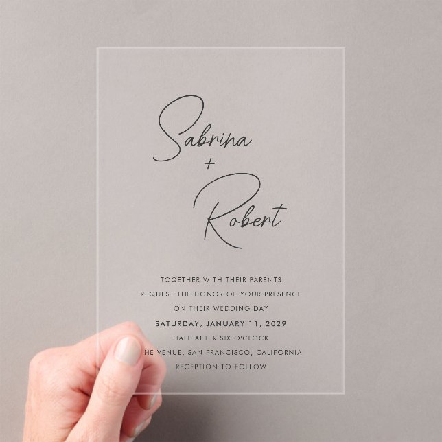Modern Clean Wedding Acrylic Invitations (Insitu (Handheld))