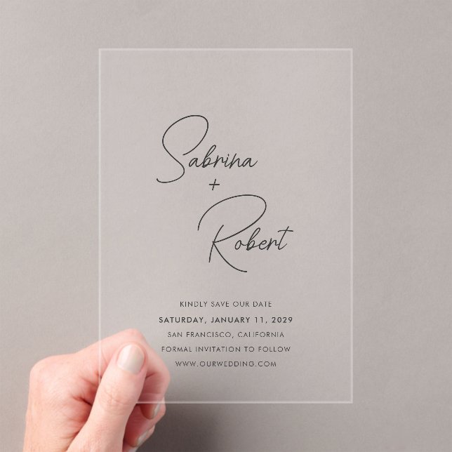 Modern Clean Wedding Save the Date Acrylic Invitations (Insitu (Handheld))