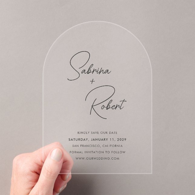 Modern Clean Wedding Save the Date Acrylic Invitations (Insitu (Handheld))