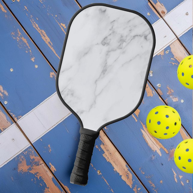 Modern Clean White Marble Stone  Pickleball Paddle (Creator Uploaded)