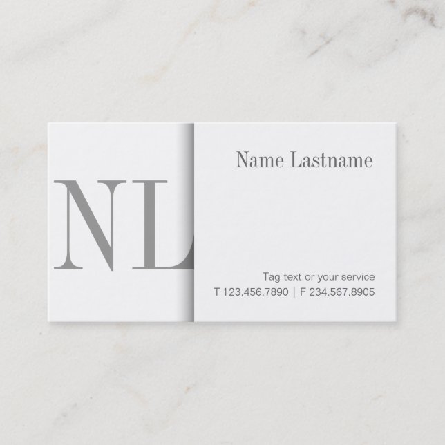 Modern Clean White Monogram Business Card (Front)