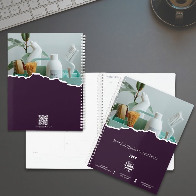 Modern Cleaner Purple Promotional Planner (Modern Cleaner Purple Promotional Planner with Logo, QR code, Social Connect)